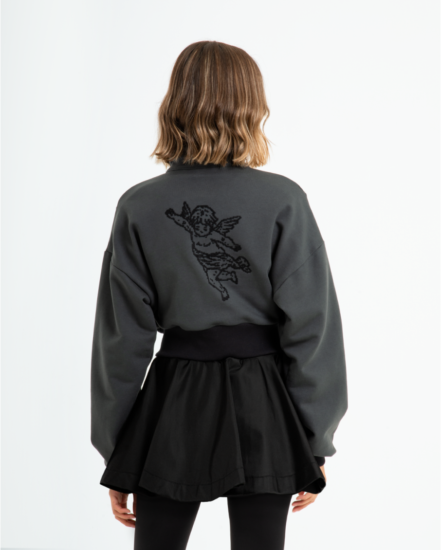 EDME - FELPA A COLLO ALTO CON RICAMO