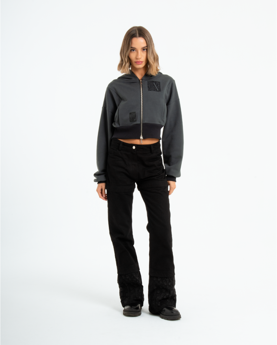 REVNA - HOODIE ZIP CON RICAMO