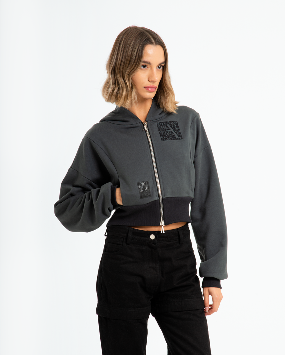 REVNA - HOODIE ZIP CON RICAMO