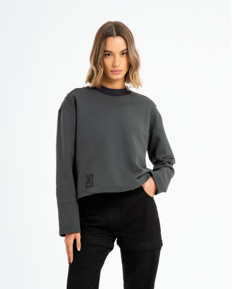 AVICE - CREWNECK IBRIDA CON COLLO A COCCINELLA