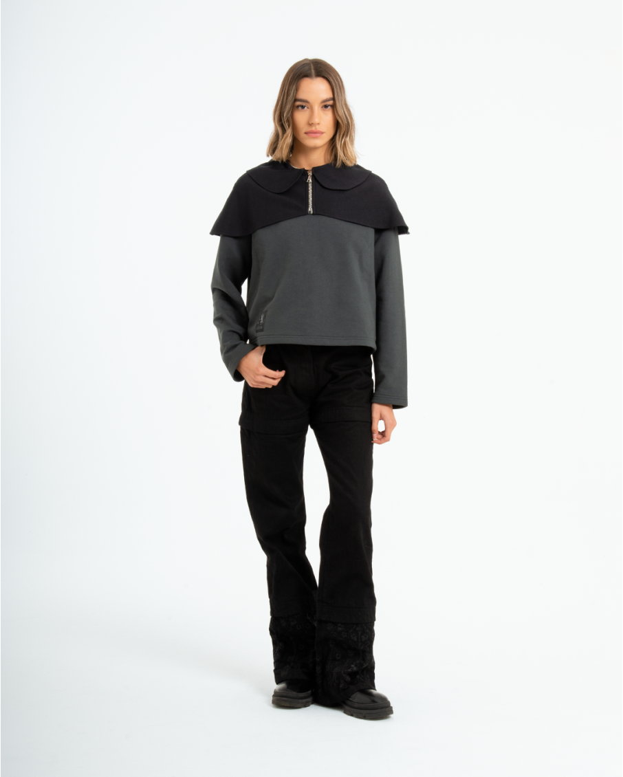 AVICE - CREWNECK IBRIDA CON COLLO A...