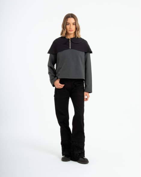 AVICE - CREWNECK IBRIDA CON COLLO A COCCINELLA