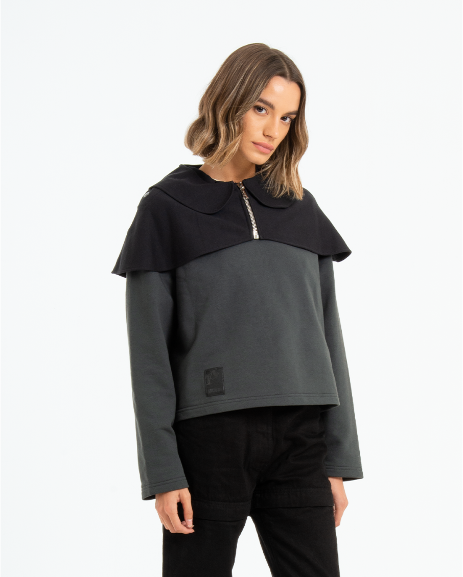 AVICE - CREWNECK IBRIDA CON COLLO A...