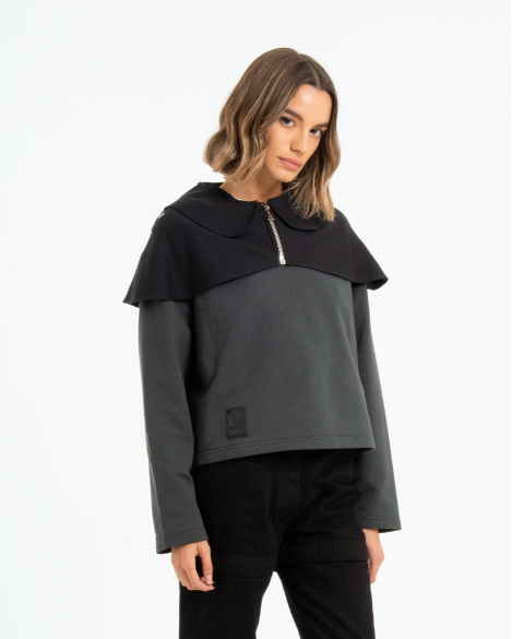 AVICE - CREWNECK IBRIDA CON COLLO A COCCINELLA