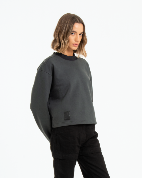 AVICE - CREWNECK IBRIDA CON COLLO A COCCINELLA