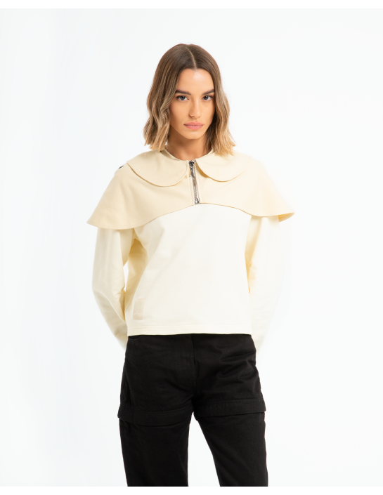 AVICE - CREWNECK IBRIDA CON COLLO A COCCINELLA