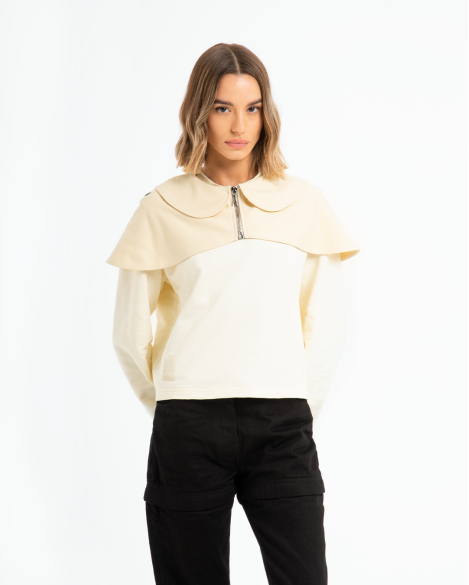 AVICE - CREWNECK IBRIDA CON COLLO A COCCINELLA