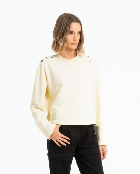AVICE - CREWNECK IBRIDA CON COLLO A COCCINELLA